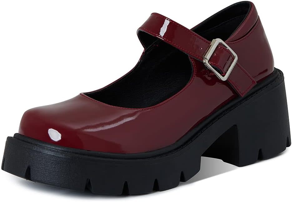 red and black platform mary janes