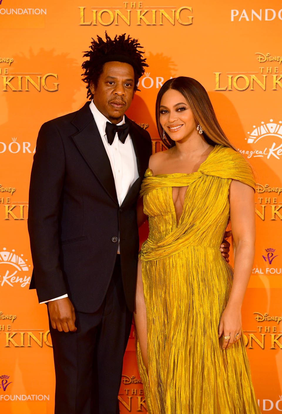 Jay-z and Beyonce attending Disney's The Lion King European Premiere held in Leicester Square, London.