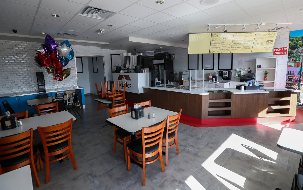 The dining area at Los Tejados Mexican Restaurant in Green Bay. The restaurant opened for its first day of business on Wednesday.