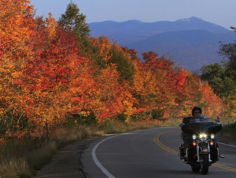 In this Oct. 5, 2012, file photo, peak colors are seen along the Kancamagus Highway in Albany, N.H.