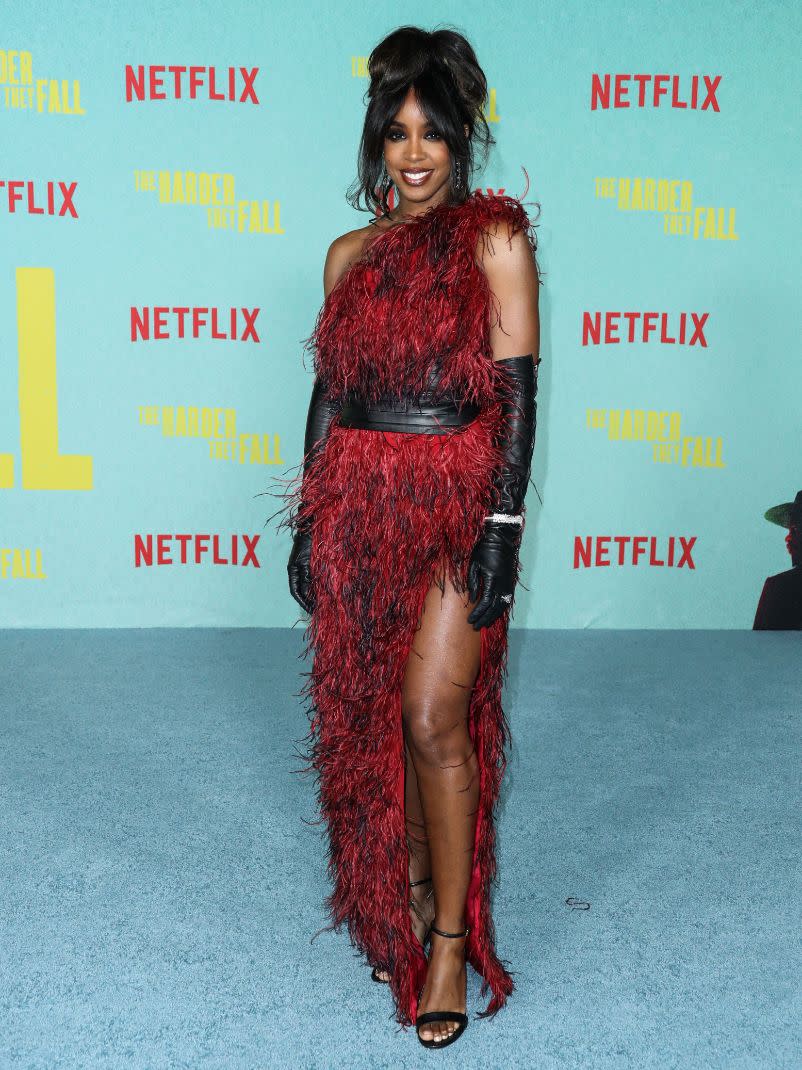 Kelly Rowland at the Los Angeles premiere of Netflix’s ‘The Harder They Fall’ held at the Shrine Auditorium and Expo Hall on Oct. 13. - Credit: MEGA