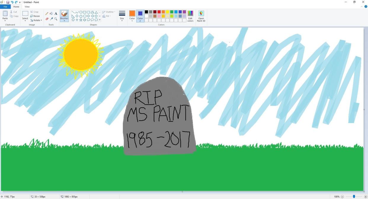 A screengrab shows MS Paint in action on July 24, 2017. (Photo: HuffPost)