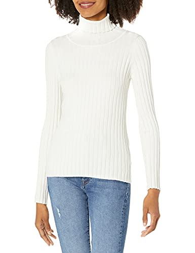 The Drop Women's Amy Fitted Turtleneck Ribbed Sweater Sweater, -Ivory, S