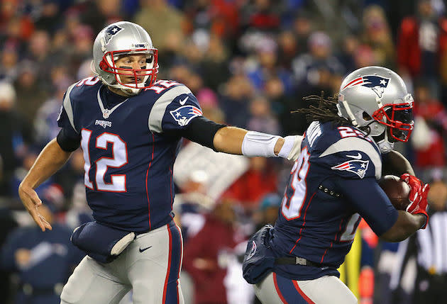 When on the field together, Brady and Blount have packed a solid 1-2 fantasy punch. (Getty)