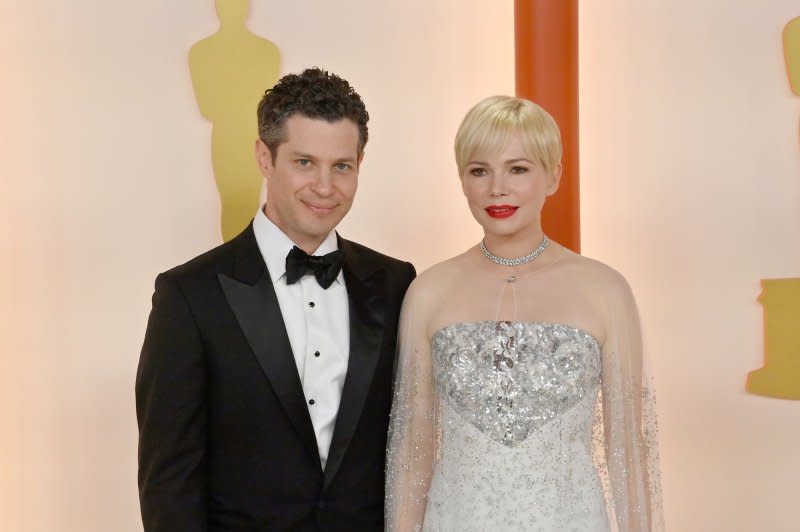 Thomas Kail and Michelle Williams attend the 95th annual Academy Awards at the Dolby Theatre in the Hollywood section of Los Angeles on March 12. File Photo by Jim Ruymen/UPI