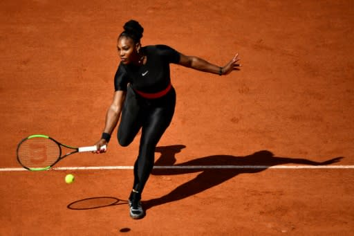 Making a statement: Serena Williams in her black catsuit at Roland Garros