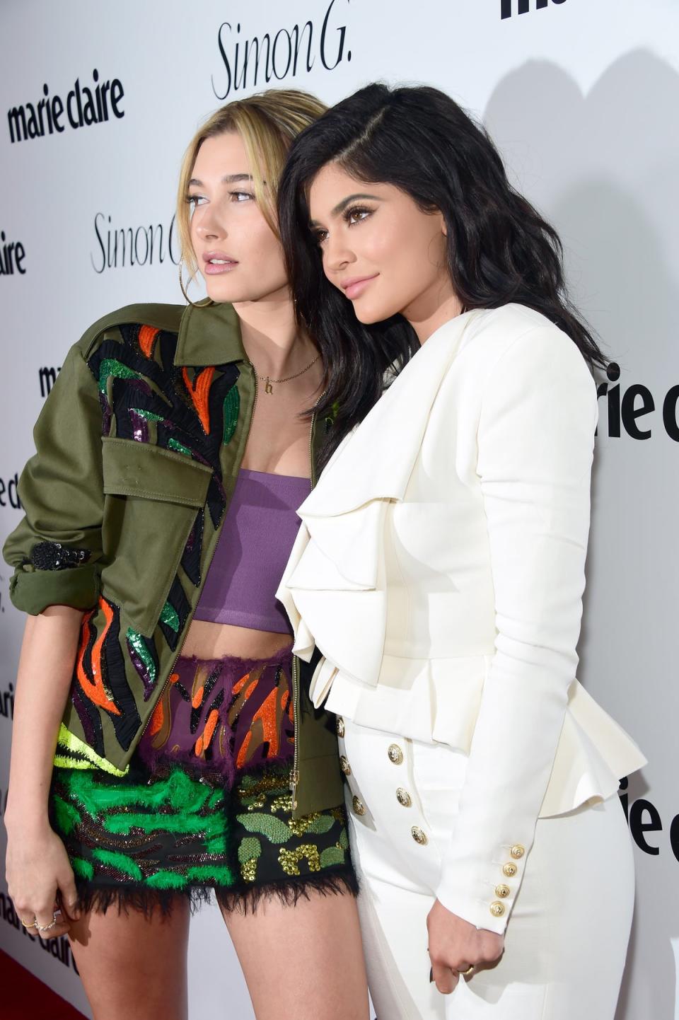 (L-R) Hailey Bieber and Kylie Jenner were accused of making a dig at Gomez earlier in the week (Getty)