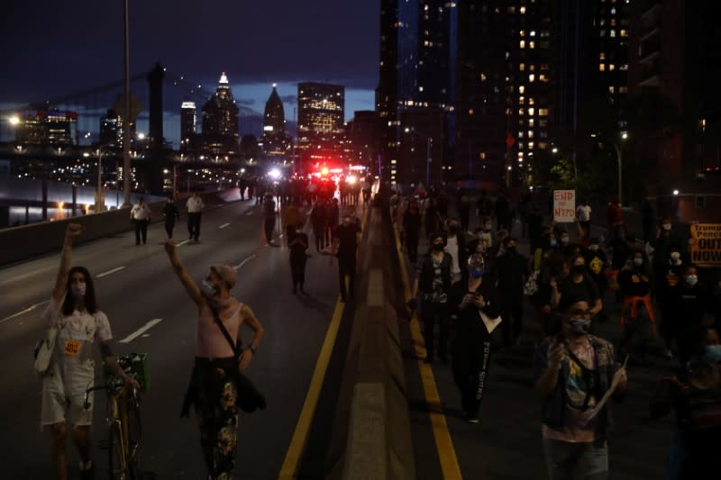 Protesters rally against the death in Minneapolis police custody of George Floyd, in New York