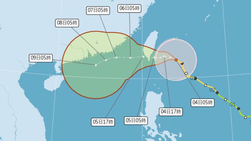 小犬颱風最新路徑。（圖／翻攝氣象署）