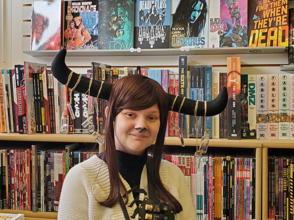 Spoonzs, an employee of Jetpack Comics, was ready for Free Comic Book Day in Rochester Saturday, May 7, 2022.