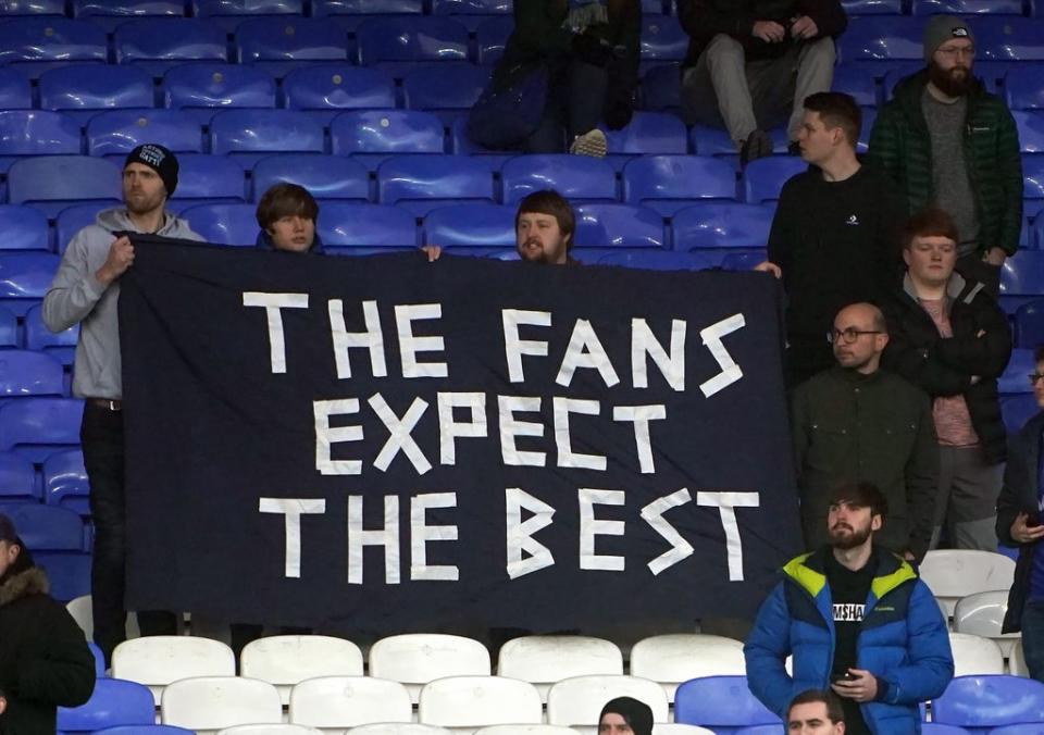 Everton fans staged a sit-in protest after Saturday’s defeat to Aston Villa (Peter Byrne/PA) (PA Wire)