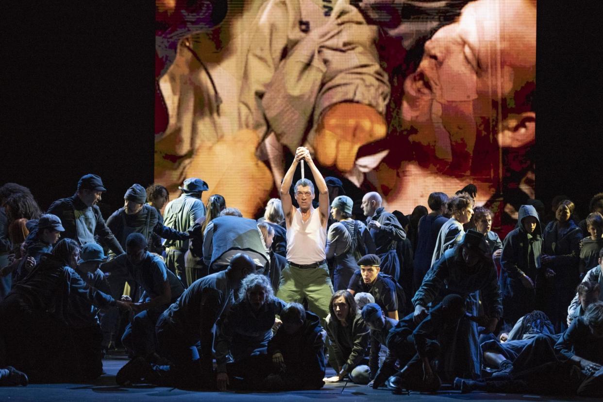 There were searing performances in 'War Requiem', including by baritone Roderick Williams (centre): Richard Hubert Smith