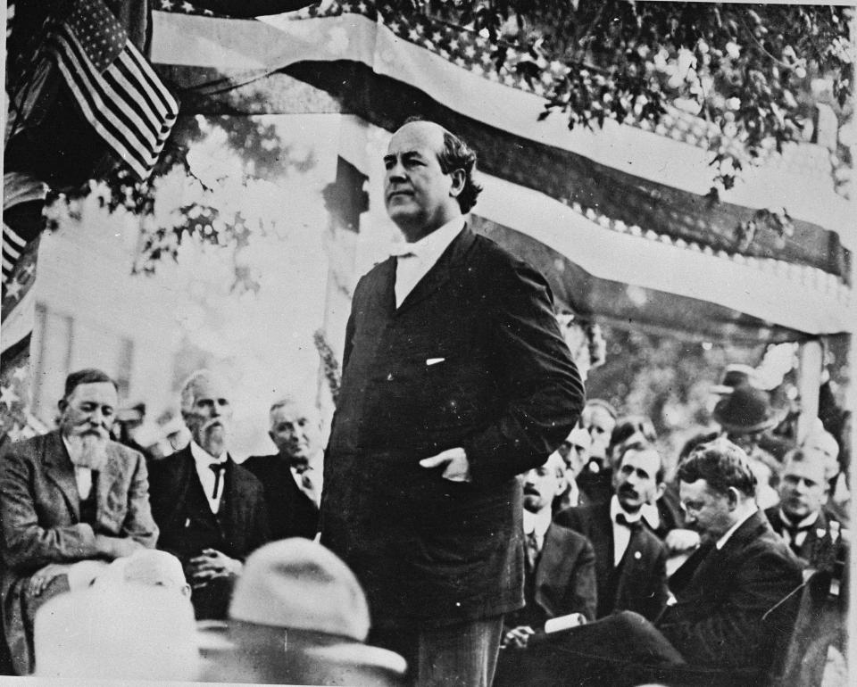 William Jennings Bryan speaks during his presidential campaign in Chicago in 1896.