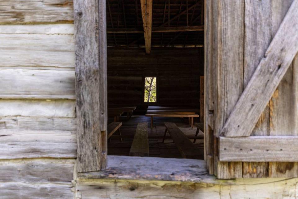 The Old Mulkey Meeting House is located near Tompkinsville. The state historic site, about a 3-hour drive from Lexington, is home to the oldest freestanding log meetinghouse in Kentucky. The structure was built in 1804.