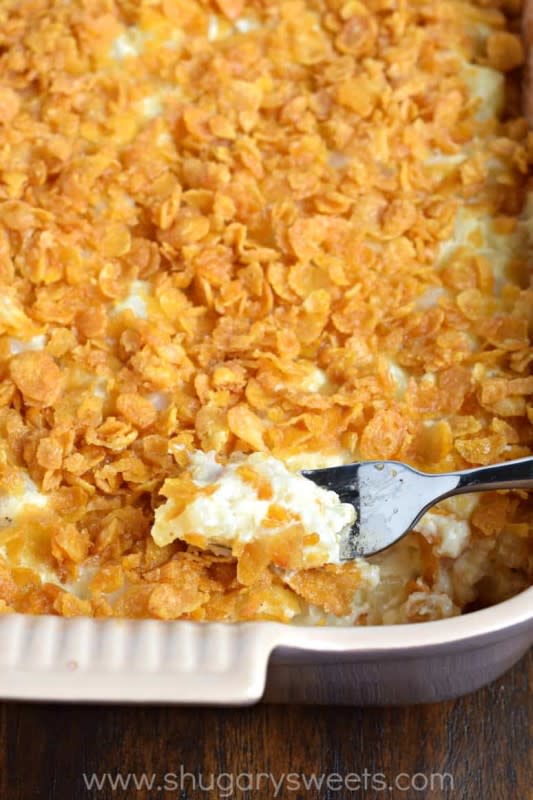 <p>Shugary Sweets</p><p>Made with frozen hash browns and plenty of cheese, this old-school casserole is true comfort food. </p><p><strong>Get the recipe: </strong><a href="https://www.shugarysweets.com/cheesy-hashbrown-casserole/" rel="nofollow noopener" target="_blank" data-ylk="slk:Cheesy Hashbrown Casserole;elm:context_link;itc:0;sec:content-canvas" class="link rapid-noclick-resp"><strong>Cheesy Hashbrown Casserole</strong></a></p>