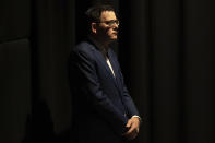 Premier of Victoria Daniel Andrews attends a news conference in Melbourne, Australia, Wednesday, Aug. 5, 2020. Victoria state, Australia's coronavirus hot spot, announced on Monday that businesses will be closed and scaled down in a bid to curb the spread of the virus. (AP Photo/Asanka Brendon Ratnayake)