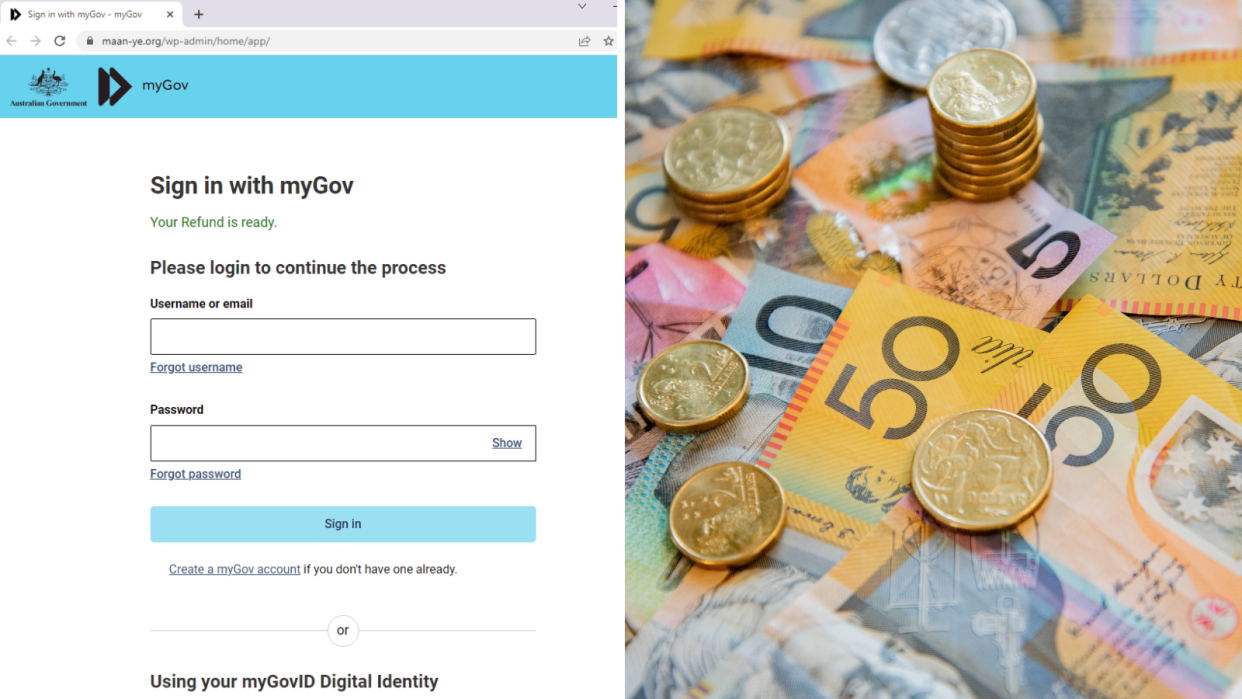 myGov email scam. Australian money.