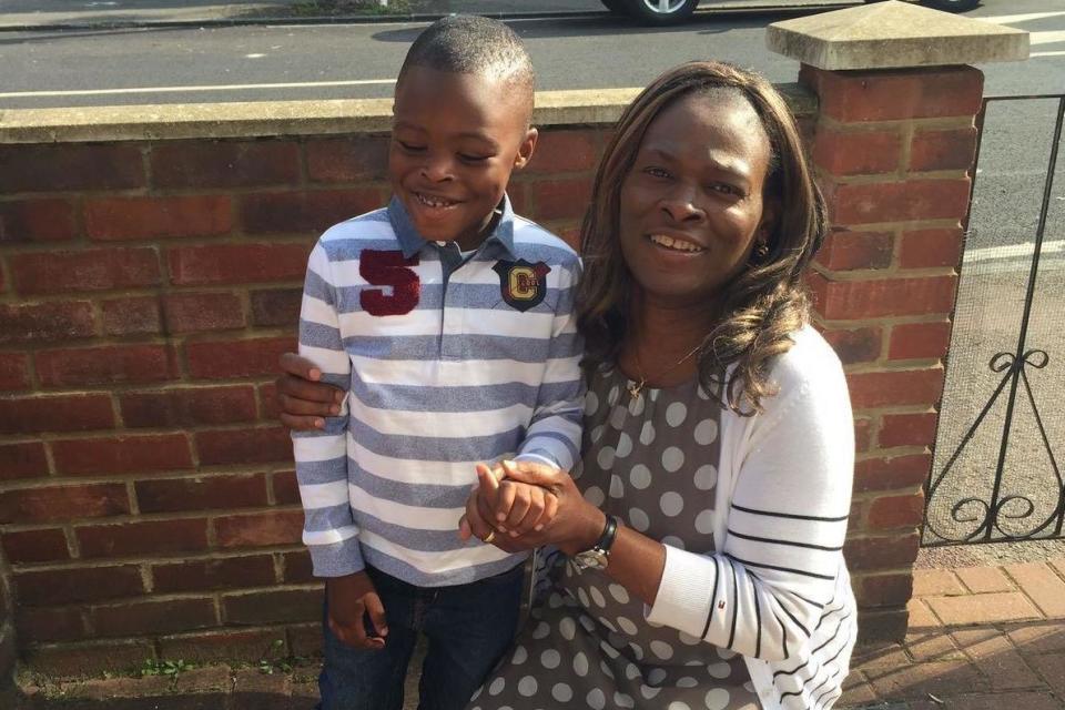 Joel's mother Efe spent weeks in hospital after suffering serious injuries while fleeing the fire