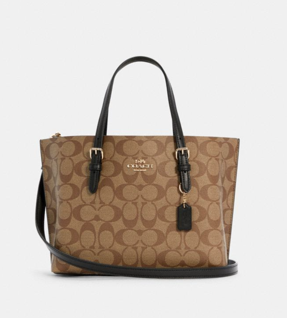 Mollie Tote 25 in Signature Canvas/Khaki (Photo via Coach Outlet)