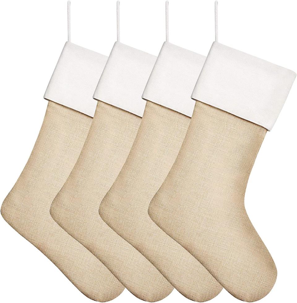 Kunyida Burlap Christmas Stockings, Set of 4