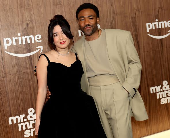 <p>Dimitrios Kambouris/Getty</p> Donald Glover and costar Maya Erskine at the New York City premiere of 'Mr. & Mrs. Smith'