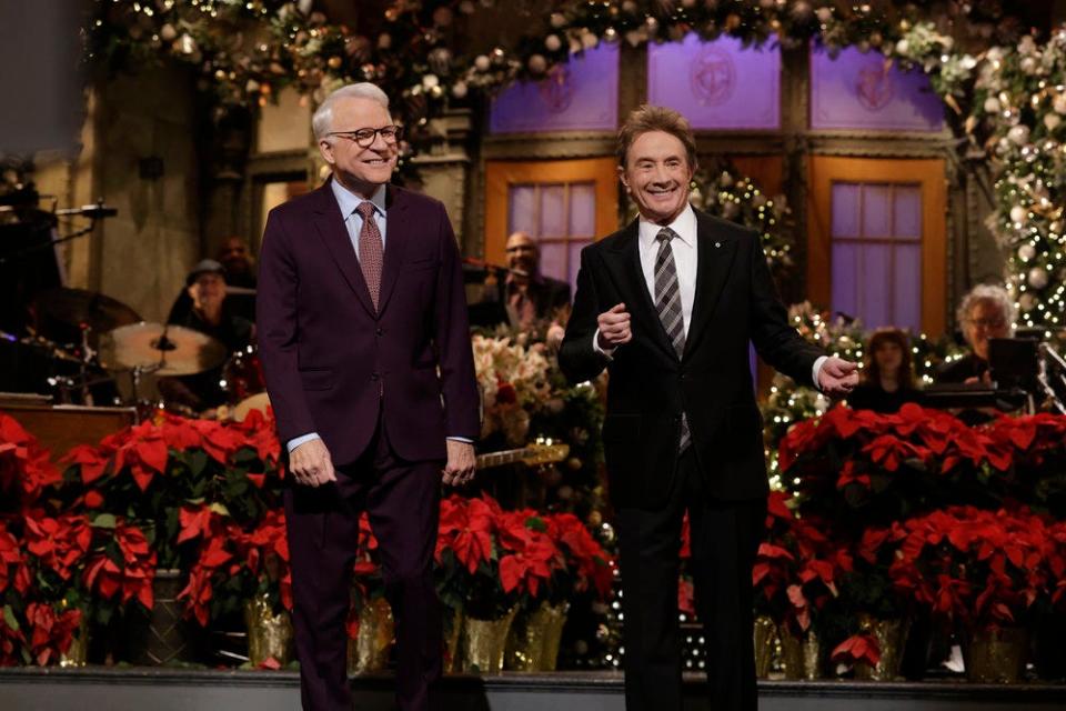 Steve Martin and Martin Short, seen here hosting "Saturday Night Live" in 2022, will visit Ruth Eckerd Hall on April 28.