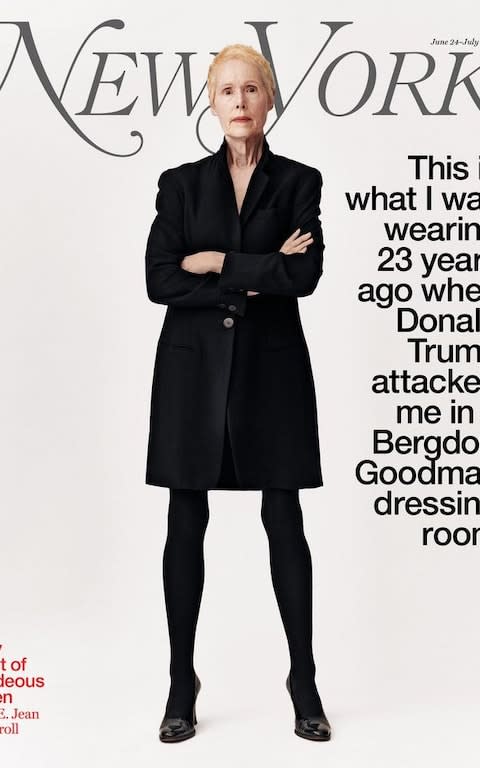 “I made a list of hideous men in my life. It includes the president – who assaulted me in the dressing room of Bergdorf Goodman 23 years ago.”  - Credit: Amanda Demme/New York Magazine