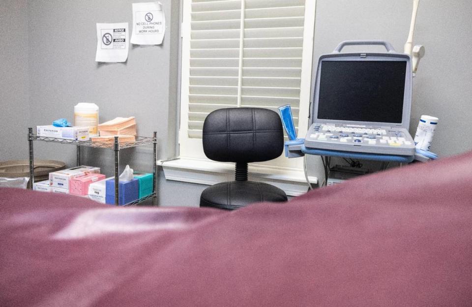 The sonogram room at A Preferred Women’s Health Center in Charlotte, N.C., on Wednesday, June 7, 2023.