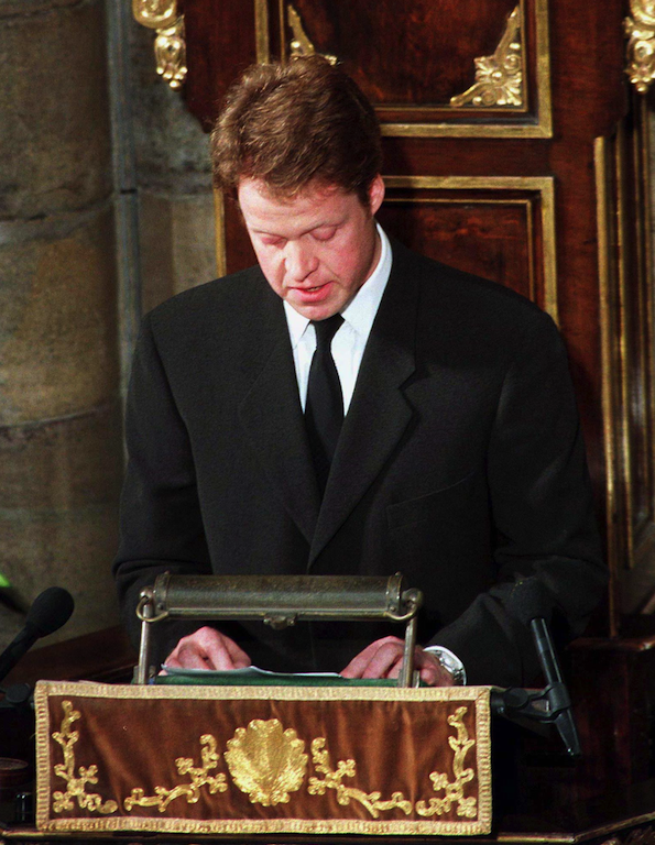 Earl Spencer delivers a eulogy at Diana’s funeral (Picture: REX Features)