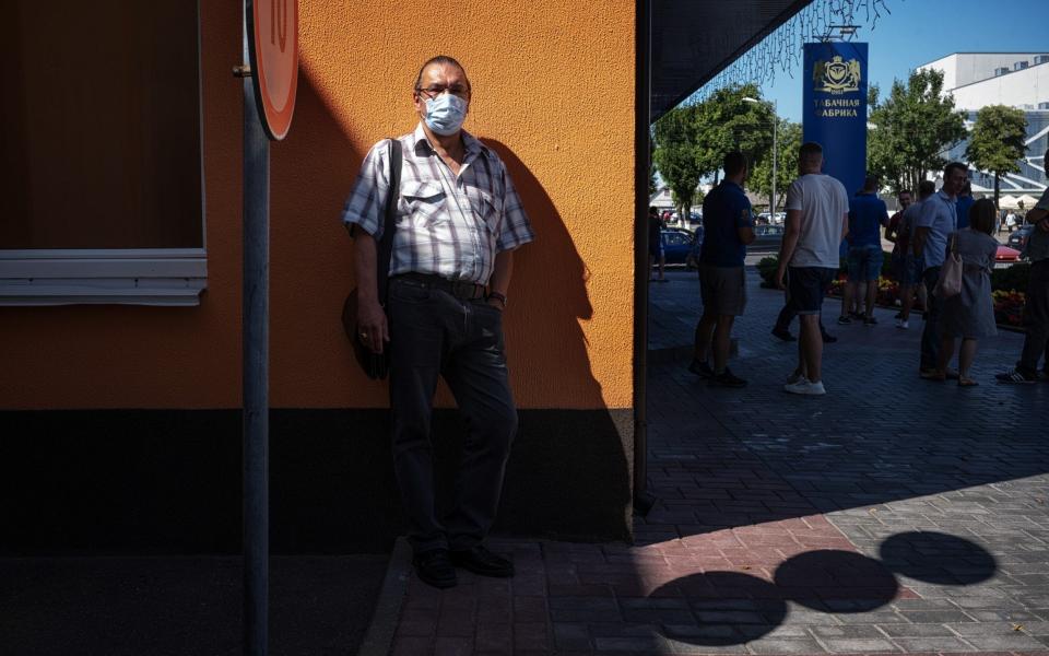 Rashid Latykov has joined other employees of the Neman cigarette factory in a petition to threaten a walkout unless the Belarusian government calls a fresh election - Misha Friedman/The Telegraph