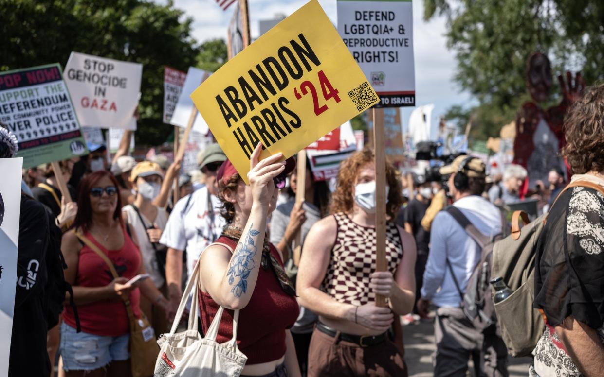 Pro-Palestine protesters march through the streets of Chicago