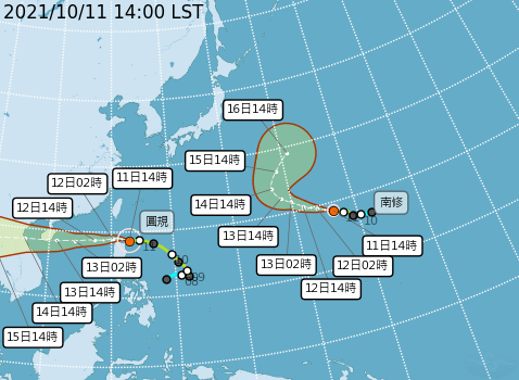 氣象局表示，今晚到明天清晨，颱風影響台灣最劇烈。(圖：中央氣象局)