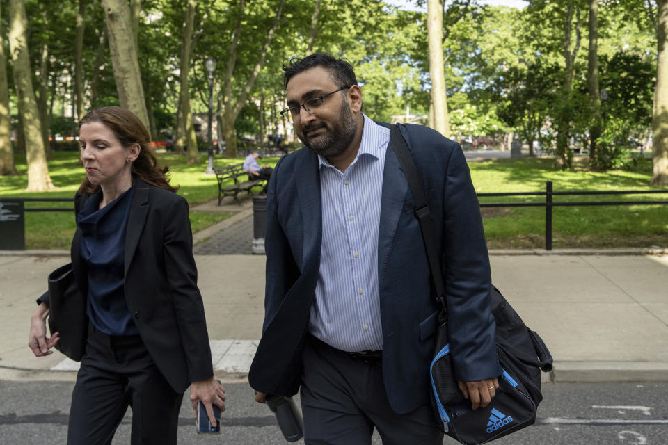 Co-founder and former Chief Operating Officer of Ozy Media Samir Rao arrives at Brooklyn Federal Court, Friday, June 7, 2024 in New York. (AP Photo/Adam Gray)