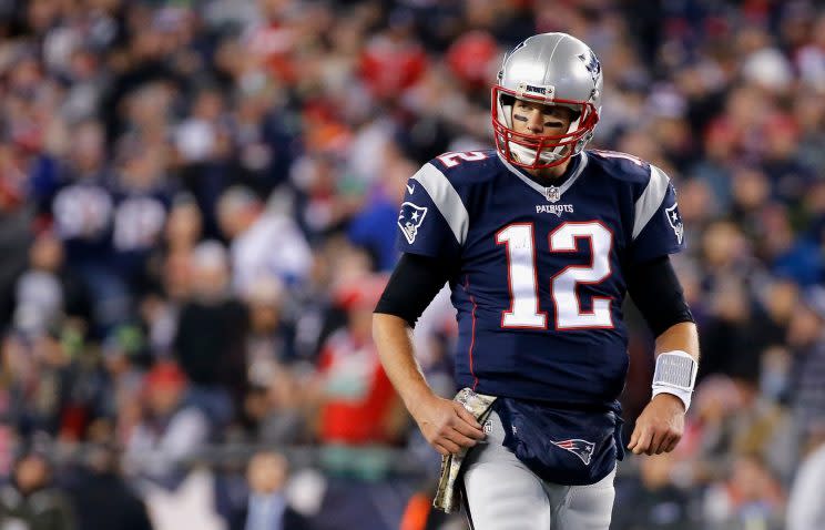 Tom Brady came up short at the goal line in a loss to the Seahawks on Sunday. (Getty Images) 