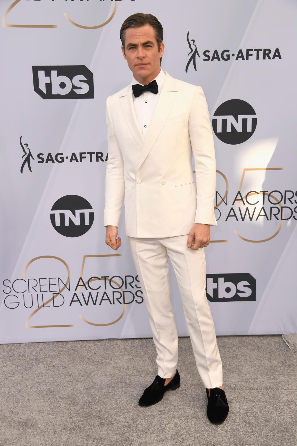 <h1 class="title">Chris Pine in Ermenegildo Zegna XXX and Christian Louboutin shoes</h1><cite class="credit">Photo: Getty Images</cite>