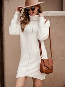 white sweater dress