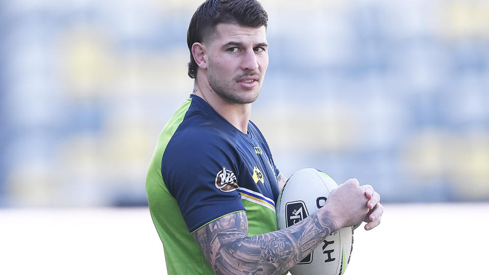 Curtis Scott, pictured here before the Canberra Raiders' clash with North Queensland Cowboys.