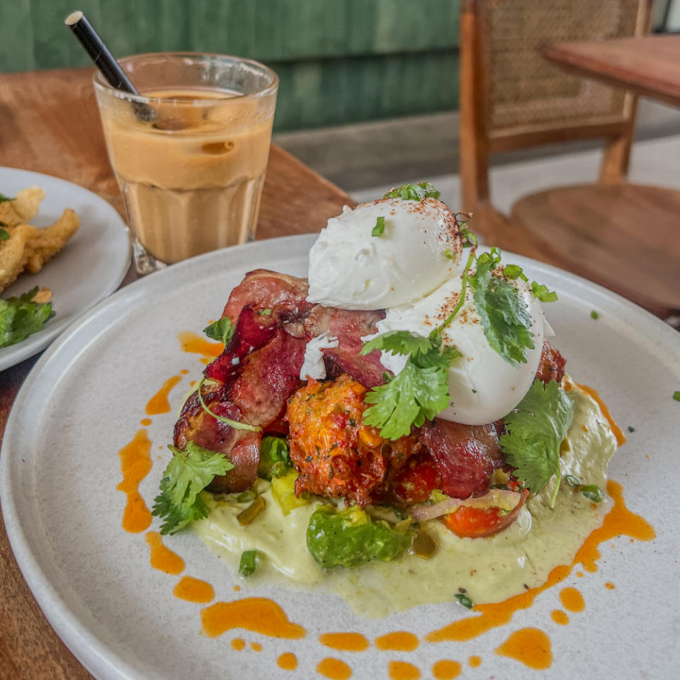 Milk & Madu Crispy Corn Fritters and Iced Latte