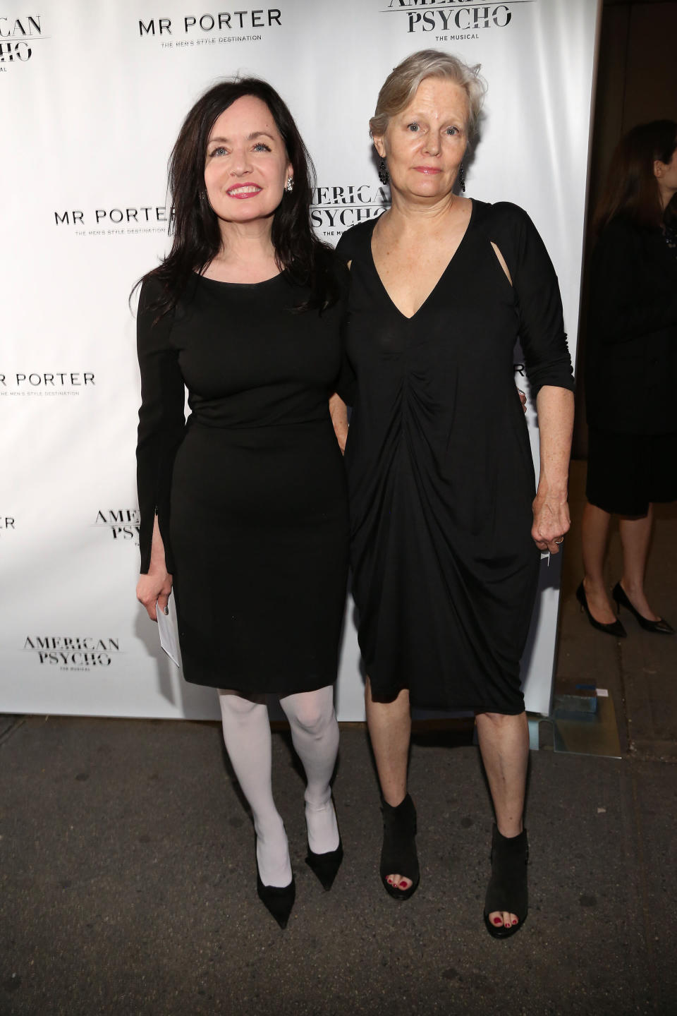 Guinevere Turner and Mary Harron at the Broadway show adapted from their film "American Psycho", April 2016 (Patrick McMullan/ Sylvain Gaboury/PMC)