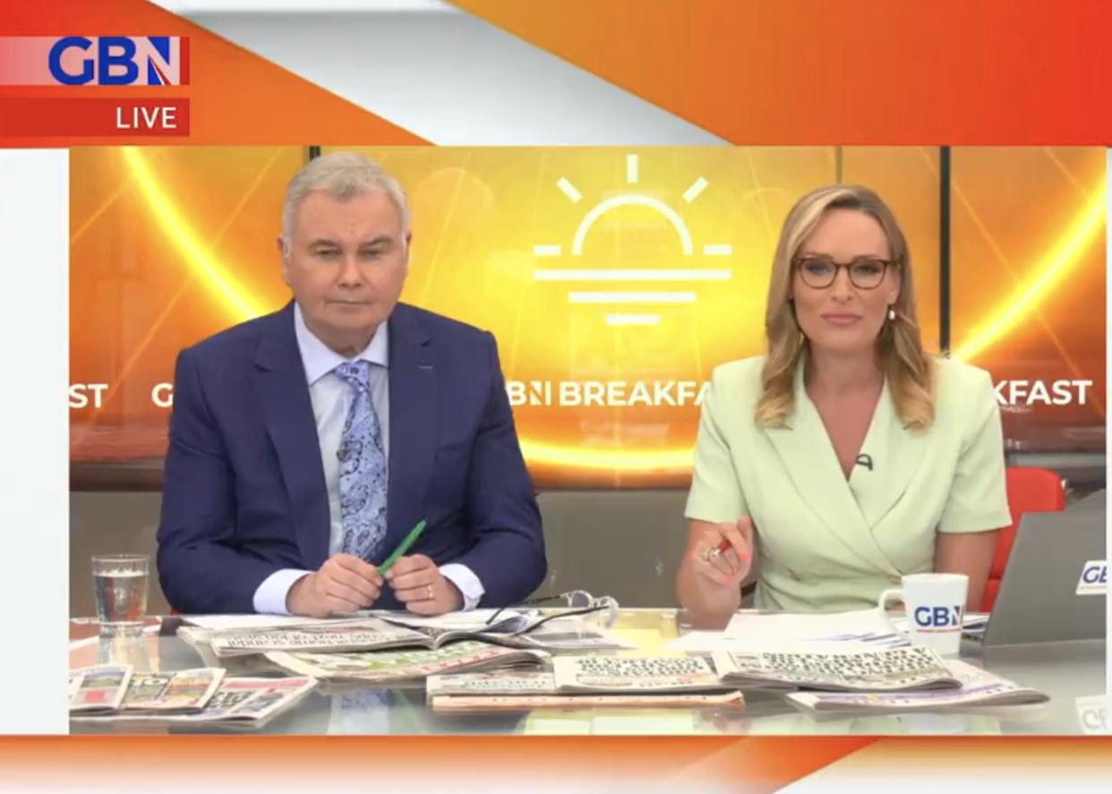 Eamonn Holmes left the GB News breakfast show early. (GB News screengrab)