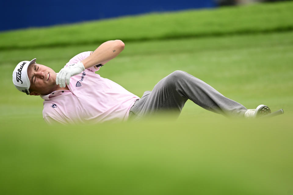 So close: Justin Thomas very nearly holed out from the fairway on the 18th at the Wyndham Championship. (Logan Whitton/Getty Images)