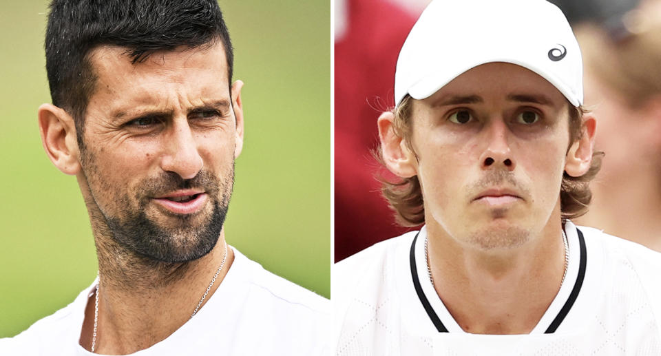 Novak Djokovic and Alex de Minaur at Wimbledon.