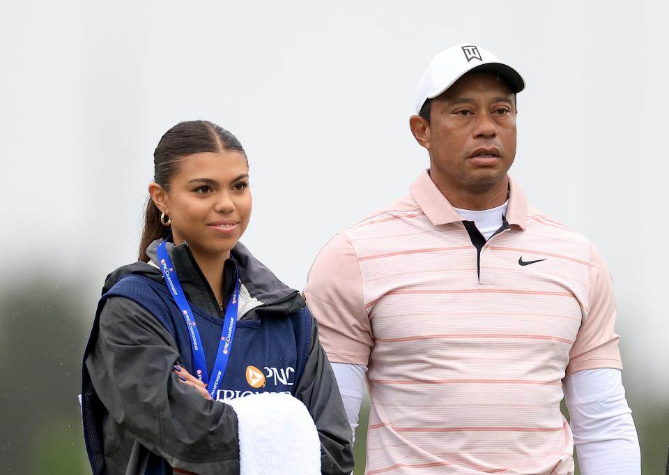 Tiger Woods' 16-year-old daughter Sam acted as his caddie for the first ...