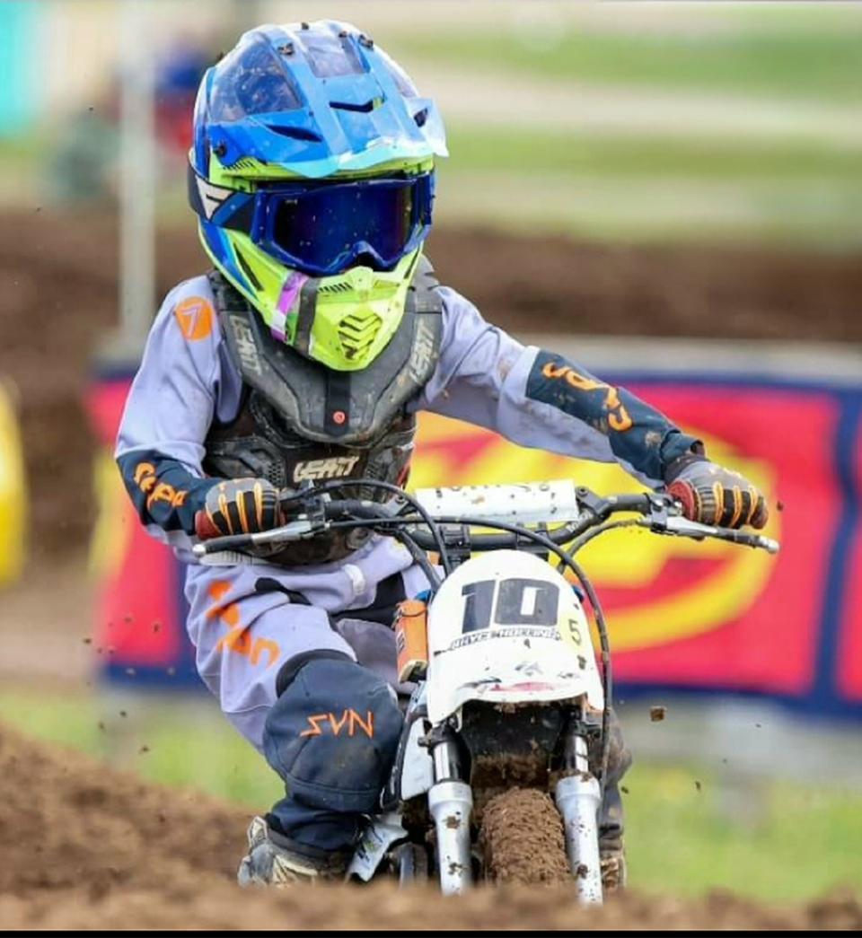 Bryce Hollinger, 6, of Marlboro Township comes from a family of racers. His brother, Landon, 10, and several cousins also compete in motocross. His late grandfather was a pro racer.