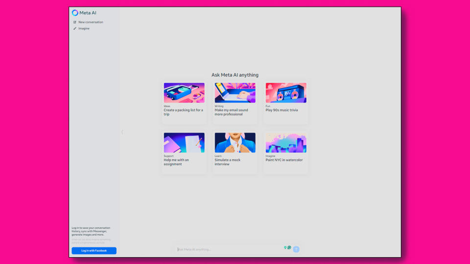 A screenshot of the Meta AI website interface