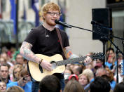 <p>This was the British star’s first No. 1 hit. It logged 12 weeks at No. 1, longer than any other song so far this year. “Shape of You” was one of two lead singles from Sheeran’s third album. (The other, “Castle on the Hill,” ranks No. 21 on this tally.) <a rel="nofollow noopener" href="https://www.youtube.com/watch?v=JGwWNGJdvx8" target="_blank" data-ylk="slk:LISTEN HERE;elm:context_link;itc:0;sec:content-canvas" class="link "><strong>LISTEN HERE</strong></a>.<br>(Photo: Charles Sykes/Invision/AP) </p>