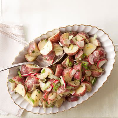 <p>Serve a classic red potato salad warm rather than cold to give it a fun new twist. </p><p><strong><em><a href="https://www.womansday.com/food-recipes/food-drinks/recipes/a39016/warm-red-potato-salad-recipe-ghk0413/" rel="nofollow noopener" target="_blank" data-ylk="slk:Get the Warm Red Potato Salad recipe;elm:context_link;itc:0;sec:content-canvas" class="link ">Get the Warm Red Potato Salad recipe</a>. </em></strong></p>