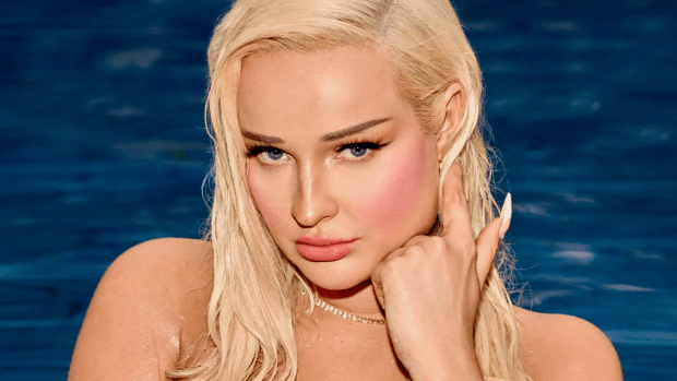 Kim Petras was photographed by Yu Tsai in Los Angeles. Swimsuit by Natalia Fedner. Earrings by Alexis Bittar. Necklace by Logan Hollowell.<p>Yu Tsai/Sports Illustrated</p>