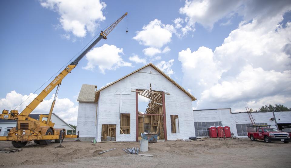 Immanuel Lutheran Church shows progress in the construction of their new location just off of Wood County W in Wisconsin Rapids on Thursday, July 11, 2024.