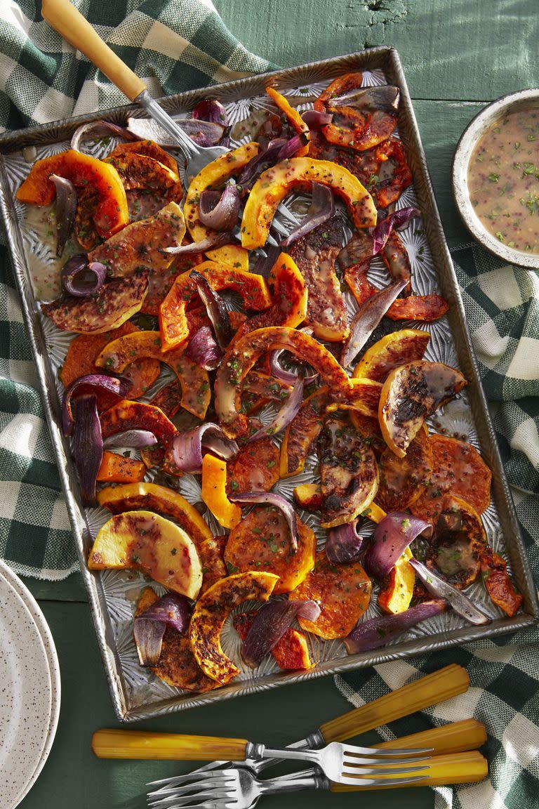 <p>A homemade vinaigrette made with apple cider, whole-grain mustard, and red wine vinegar adds some tang to this dish.</p><p><strong><a href="https://www.countryliving.com/food-drinks/a23367748/roasted-butternut-squash-with-cider-vinaigrette-recipe/" rel="nofollow noopener" target="_blank" data-ylk="slk:Get the recipe for Roasted Butternut Squash with Cider Vinaigrette;elm:context_link;itc:0;sec:content-canvas" class="link ">Get the recipe for Roasted Butternut Squash with Cider Vinaigrette</a>.</strong> </p>